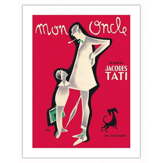 Mon Oncle - Monsieur Hulot (Jacques Tati) - Vintage French Film Movie Poster by Pierre Étaix c.1958 - Bamboo Fine Art 290gsm Paper (Unframed) 17x22in