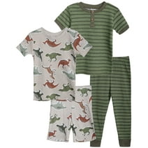 Mon Petit Baby Boys' Pajama Set - 4 Piece 100% Cotton Sleep Shirt, Tank Top, Lounge Pants, Shorts (12M-4T)