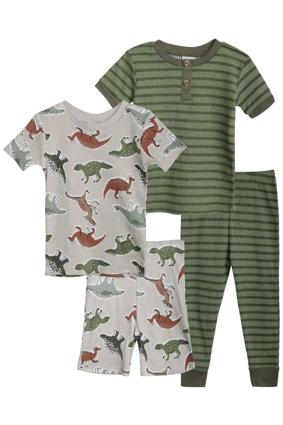 Baby Boys' Pajama Set - 4 Piece 100% Cotton Sleep Shirt, Tank Top, Lounge Pants, Shorts (12M-4T)