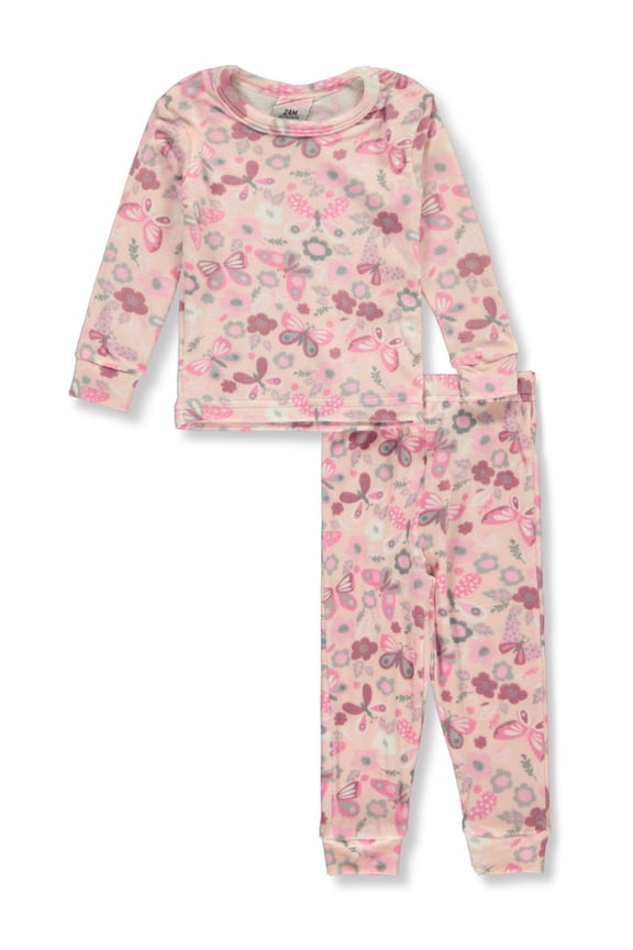 Baby Girls' 2-Piece Velour Butterfly Pajamas Set Color: pink/multi Size: 18 months