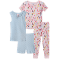 thumbnail image 1 of Mon Petit Baby Girls' Pajama Set - 4 Piece 100% Cotton Sleep Shirt, Tank Top, Lounge Pants, Shorts (12M-4T), 1 of 7