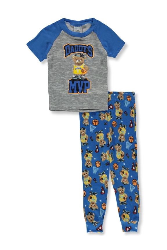 Boys' 2-Piece Basketball Bear Pajamas Set Color: blue/multi Size: 4t