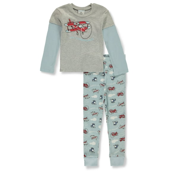 Mon Petit Boys' 2-Piece Pilot Pajamas Set Color: heather gray/multi Size: 2t