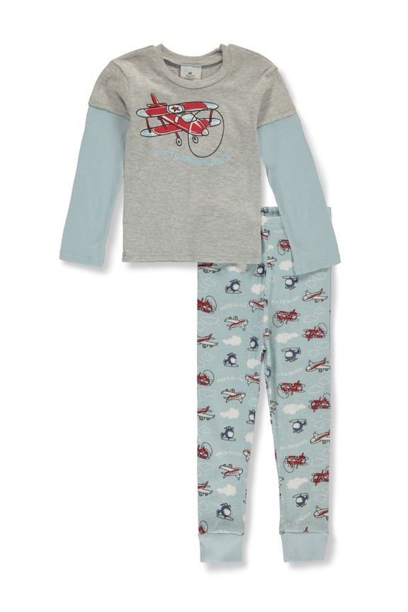Boys' 2-Piece Pilot Pajamas Set Color: heather gray/multi Size: 3t