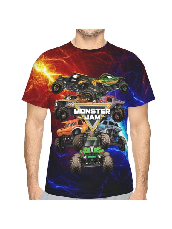 Mon-ster Trucks-J-am Men's T-Shirt Graphic Tees Shirts Casual Short Sleeve Tops