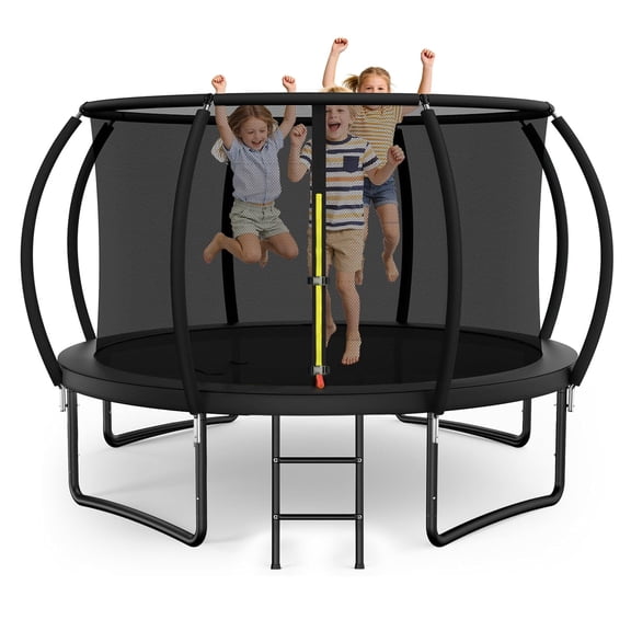 MonSports Trampoline 12FT 370cm , Recreational Trampolines with Enclosure Net and Ladder, Outdoor Trampoline for Kids and Adults