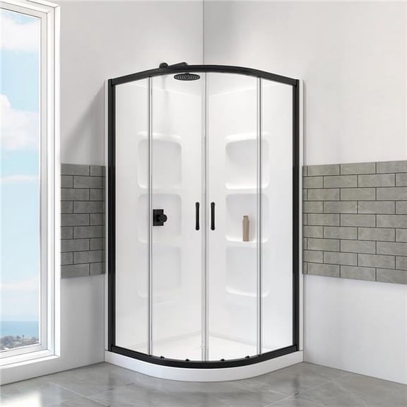 Mona-36-BLK-KIT Shower 36in. Kit in Black
