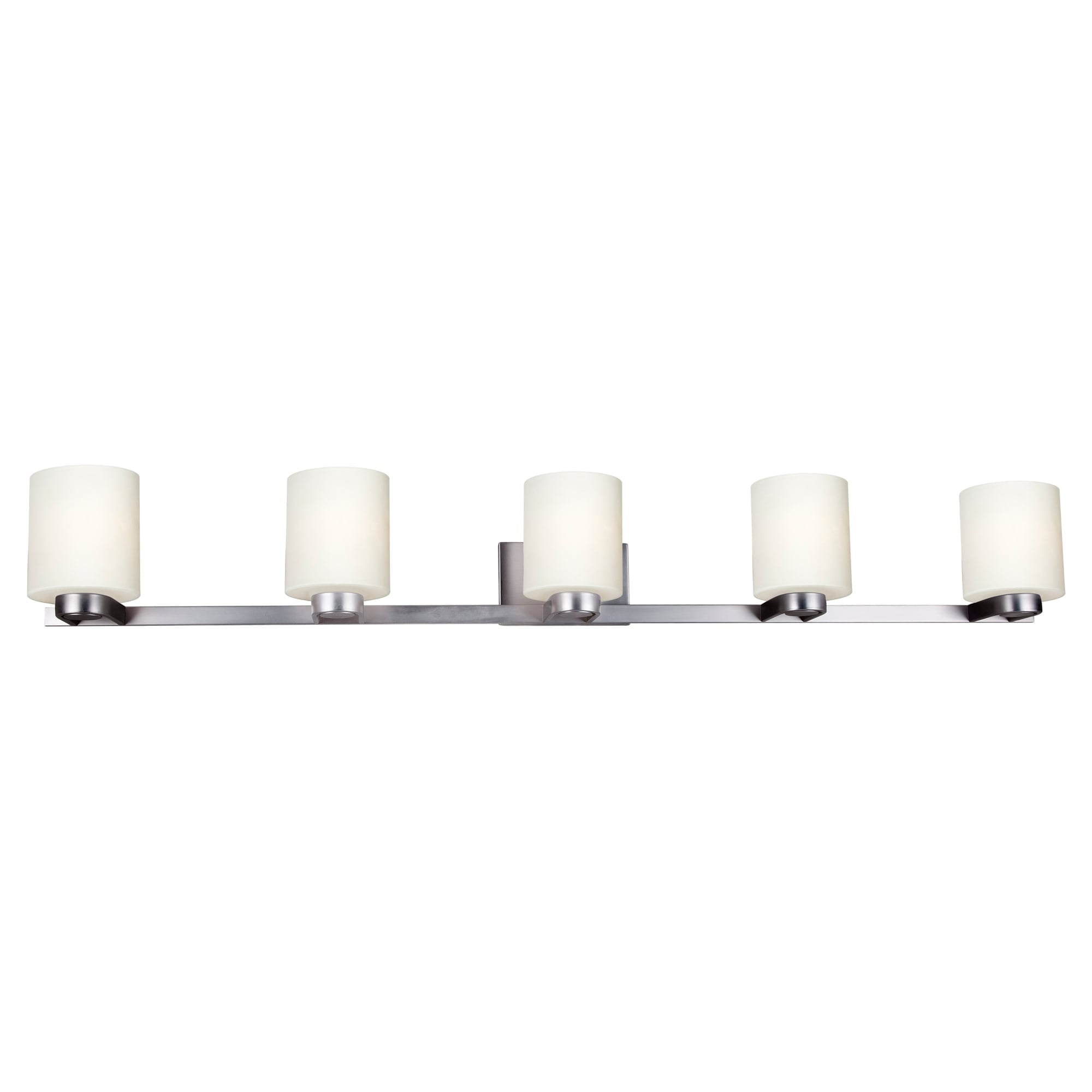 Mona 53" Brushed Nickel 5-Light Bath Vanity with Satin Opal Glass