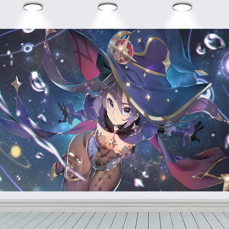 Mona Anime Girl Genshin Impact Birthday Banner Backdrop Background Party Supplies Taspestry Poster Wall Decor
