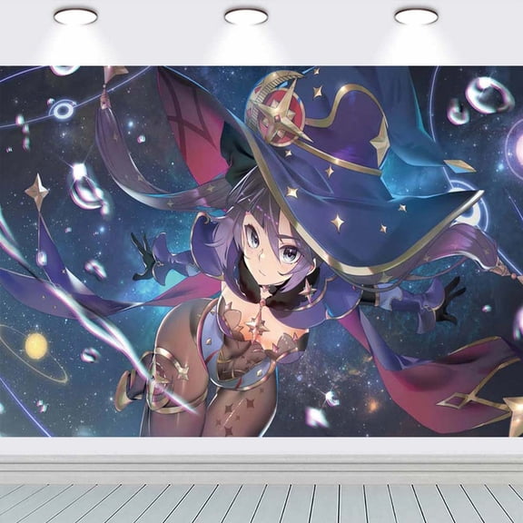 Mona Anime Girl Genshin Impact Birthday Banner Backdrop Background Party Supplies Taspestry Poster Wall Decor