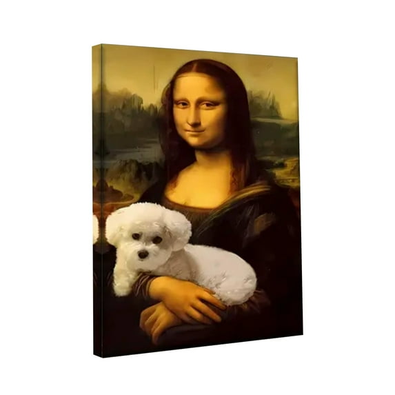 Mona Lisa Bathroom Art, Mona Lisa And Pet Posters, Funny Monalisa Bathroom Pictures Wall Decor, Famous Oil Painting Monalisa Wall Art Prints for Home Decor(Framed 11.8x15.7in)