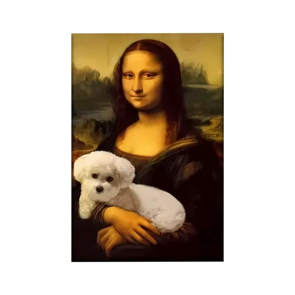 Mona Lisa Bathroom Art, Mona Lisa And Pet Posters, Funny Monalisa Bathroom Pictures Wall Decor, Famous Oil Painting Monalisa Wall Art Prints for Home Decor(Unframed 11.8x15.7in)