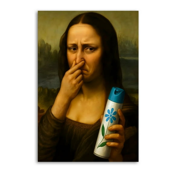 Mona Lisa Bathroom Holding Her Nose Canvas Wall Art Poster Decorative Bedroom Modern Home Print Picture Artworks Posters 12x18inch(30x45cm)
