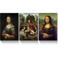 thumbnail image 1 of Mona Lisa Canvas Wall Art Decor, 3 Pieces 12x16 Inch Da Vinci Oil Painting Artwork Reproduction Picture Prints Gallery Wrapped Triptych Room Decoration Ready to Hang, 1 of 6