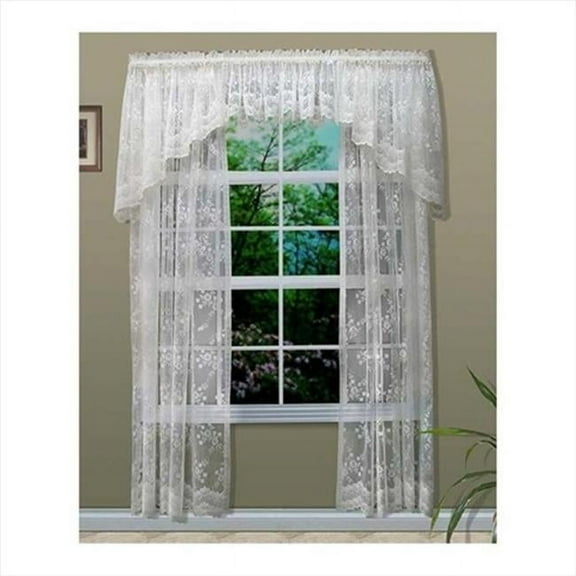 Mona Lisa Engineered Bridal Lace Window Panels63 in., White