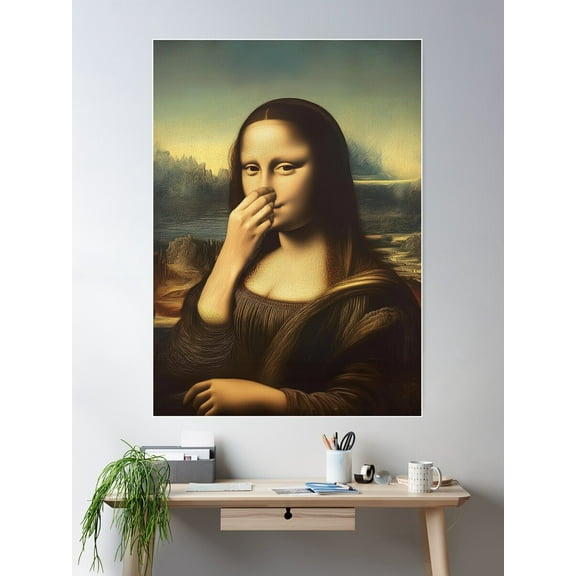 Mona Lisa Funny Bathroom Poster Wall Art, Modern Wall Decor For Living Room Bedroom, 24x36 UNFRAMED