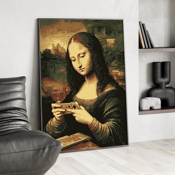 Mona Lisa Gaming Print, Classical Pixel Art