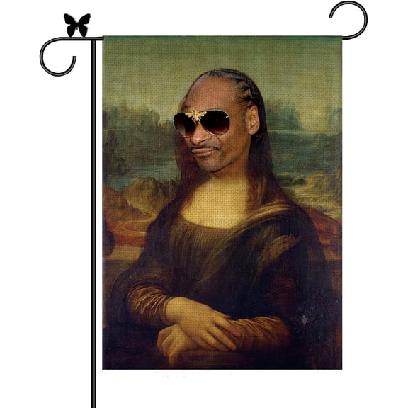 Mona Lisa Garden Flag Vertical Double Sided Funny Meme Flag for Indoor and Outdoor Yard Party Decor 12.5 x 18 Inch