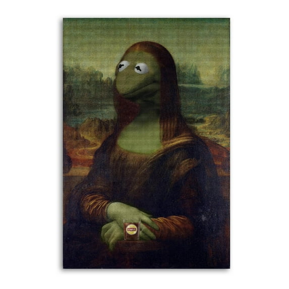 Mona Lisa Kermits The Frog Canvas Art Poster and Wall Art Picture Print Modern Family bedroom Decor Posters 12x18inch(30x45cm)