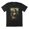thumbnail image 1 of Mona Lisa Kitty Humor Graphic Black Mens T-Shirt, 1 of 1