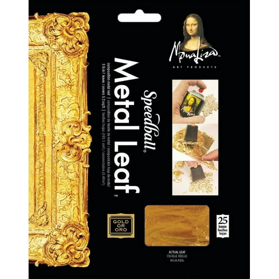 Mona Lisa Metal Leafing Sheet Gold 5-1/2in x 5-1/2in/Sheets Peggable