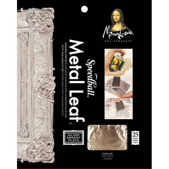 Mona Lisa Metal Leafing Sheet Silver 5-1/2in x 5-1/2in/Sheets Peggable