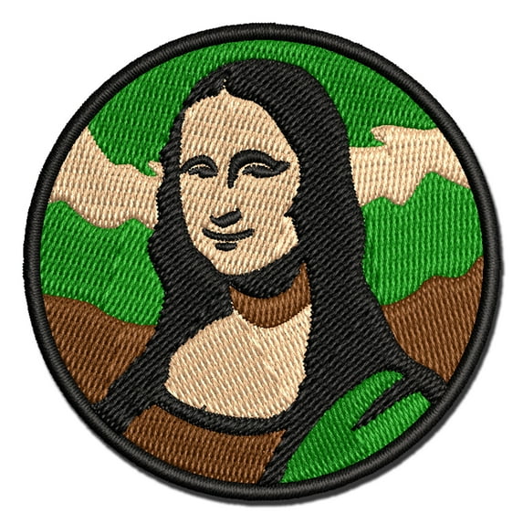 Mona Lisa Painting by Leonardo Da Vinci Applique Multi-Color Embroidered Hook & Loop Patch - 2.5 Inch Small