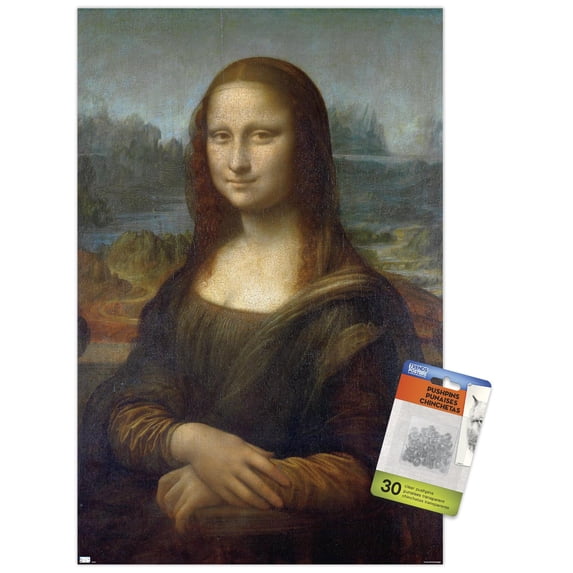 Mona Lisa by Leonardo da Vinci Wall Poster with Push Pins, 14.725" x 22.375"