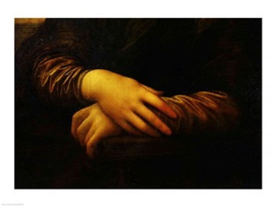 Mona Lisa detail of her hands Canvas Art - Leonardo Da Vinci (24 x 18)