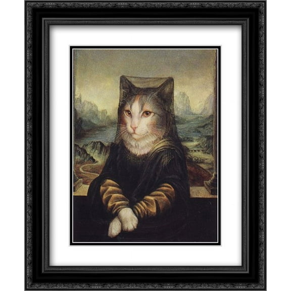 Mona Peaches 2x Matted 16x19 Black Ornate Framed Art Print by Melinda Byers