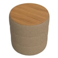 thumbnail image 1 of BenJara Mona Storage Ottoman, 19 Inch Round Lift Top, Channeled Brown Boucle, 1 of 5
