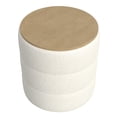 thumbnail image 1 of Mona Storage Ottoman, 19 Inch Round Lift Top, Channeled Ivory Boucle, 1 of 3