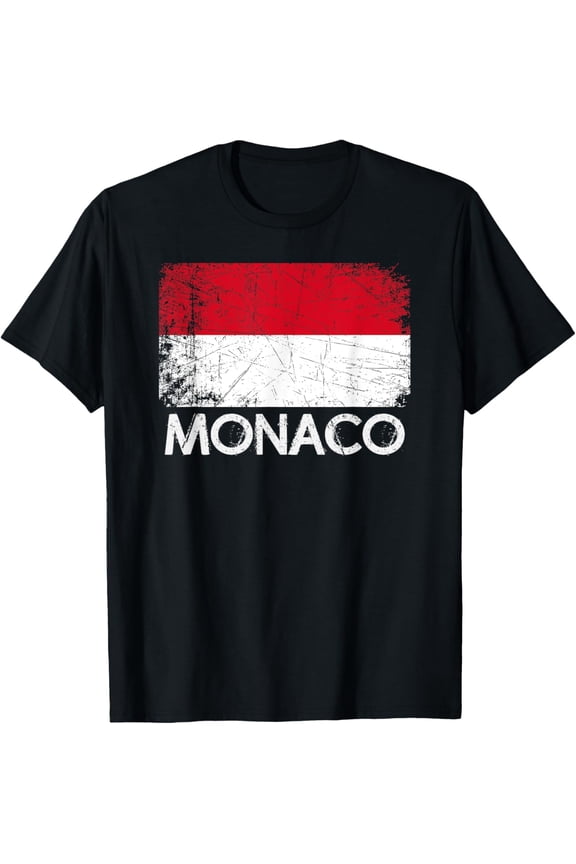 Monacan Flag | Vintage Made In Monaco Gift T-Shirt men and women can wear, black, white, gifts