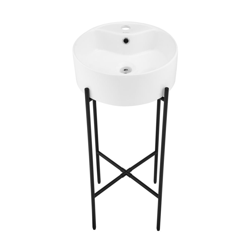 Monaco 15.75" White Ceramic Console Sink with Matte Black Legs