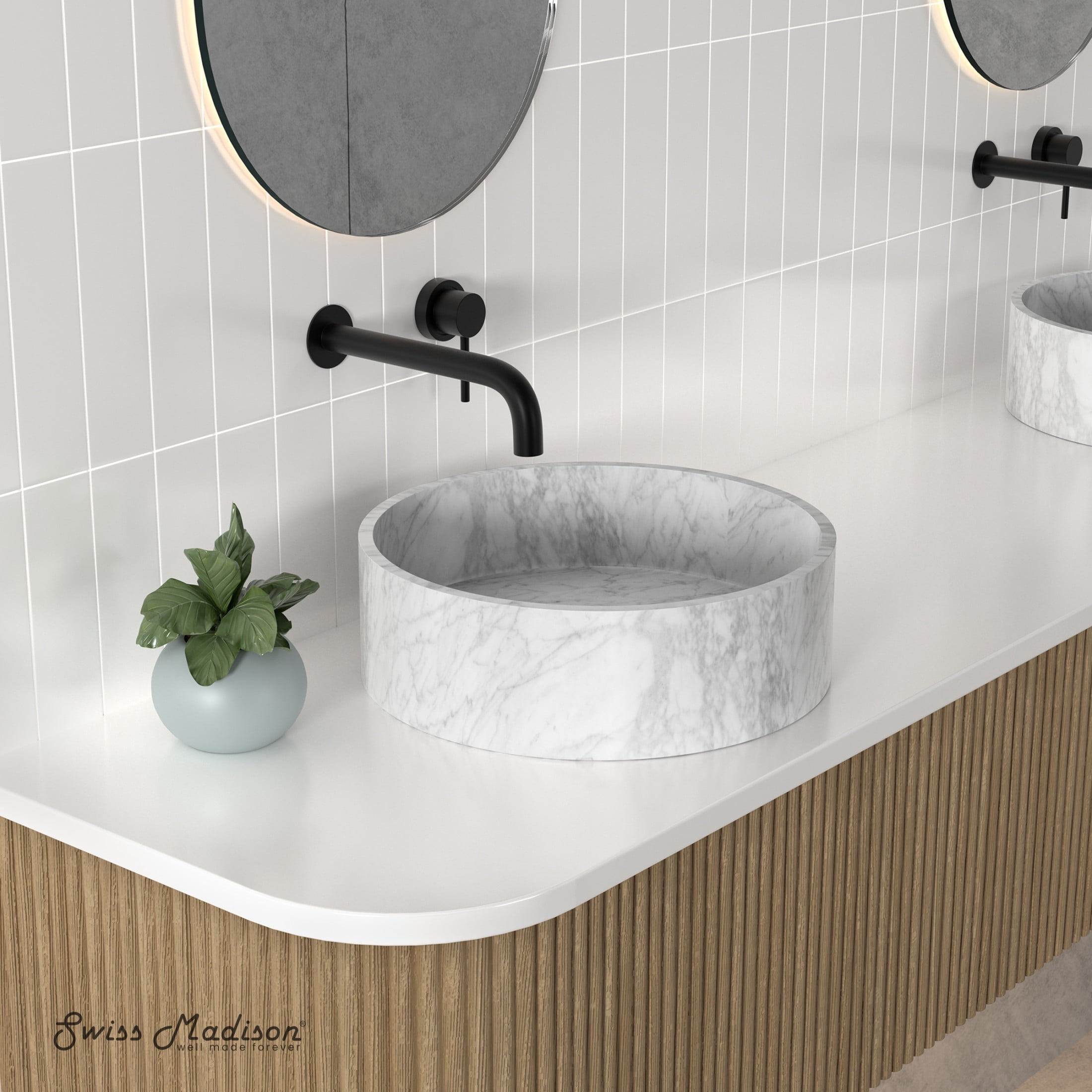 Monaco 17" Round Vessel Bathroom Sink in Marbled Gray