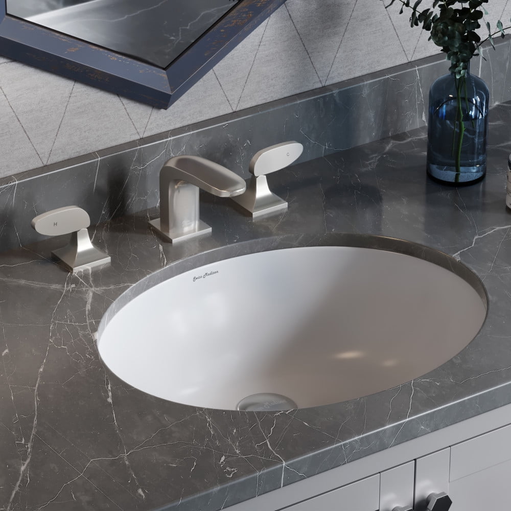 Monaco 18-Inch White Ceramic Oval Undermount Bathroom Sink