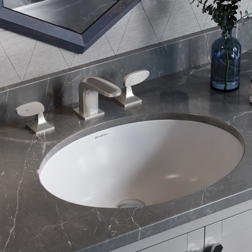 Monaco 19-Inch Gloss White Ceramic Oval Undermount Sink
