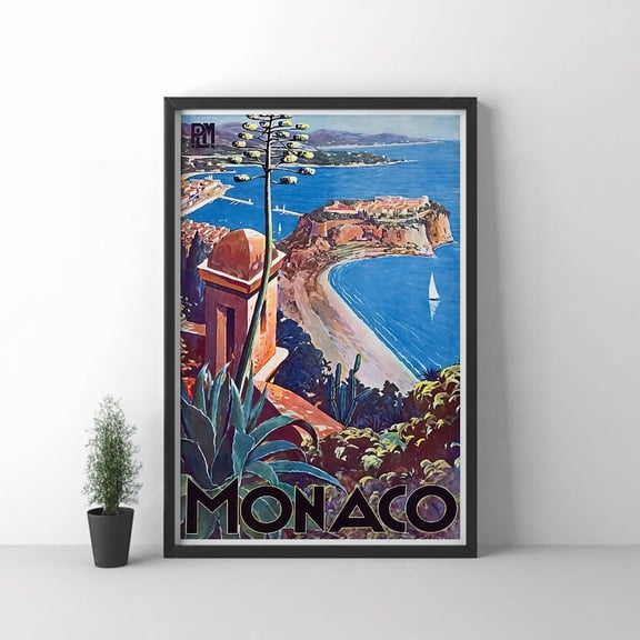 Monaco 1930s Retro Travel Poster