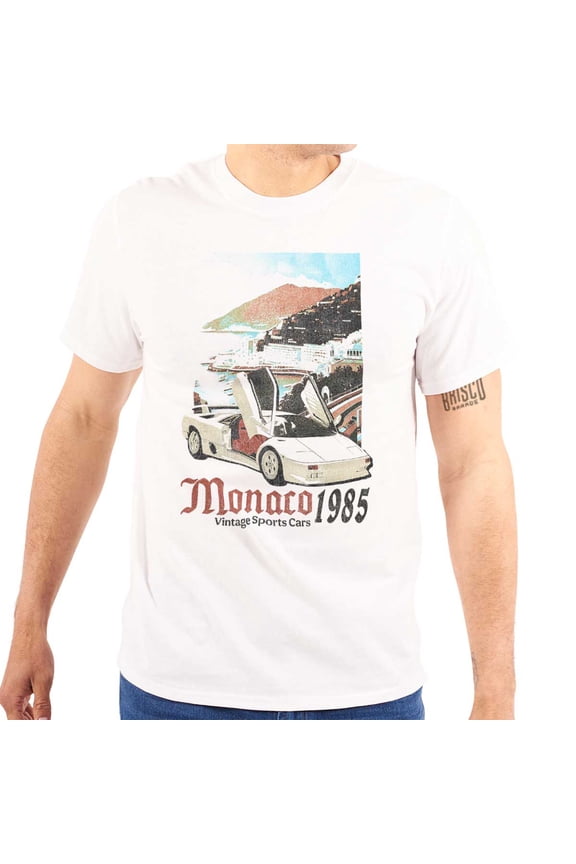 Monaco 1985 Vintage Sports Car Men's Graphic T Shirt Tees Brisco Brands L