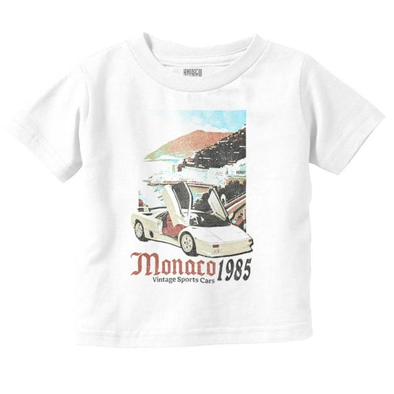 Monaco 1985 Vintage Sports Car Youth T Shirt Tee Boys Infant Toddler Brisco Brands 6M
