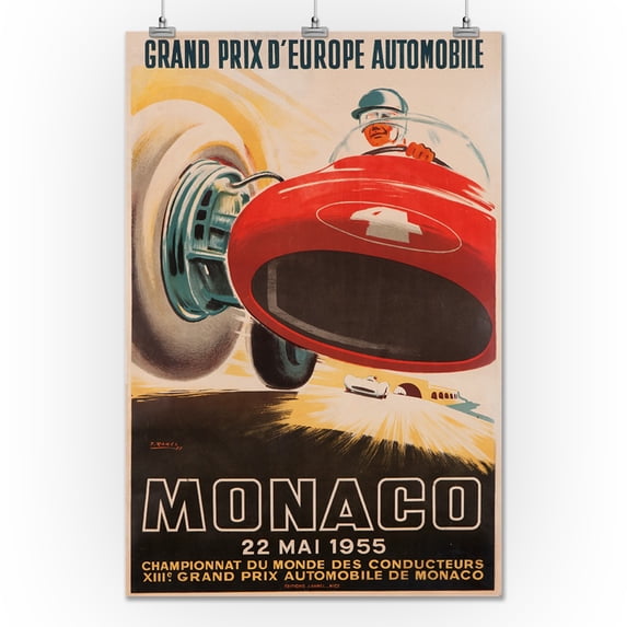 Monaco - 22 Mai 1955 Vintage Poster (artist: Ramel) Monaco c. 1955 (24x36 Giclee Gallery Print, Wall Decor Travel Poster)