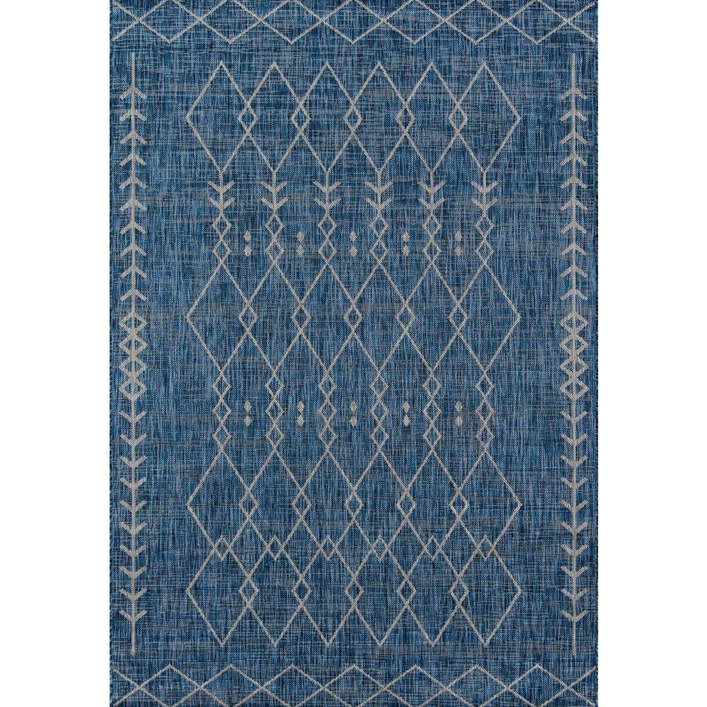 Monaco Blue Geometric Indoor/Outdoor Easy-Care Rug, 3'3" x 5'