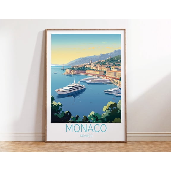 Monaco City French Riviera Travel Home Decor Wall Art, Unframed Paper Print Size 8x12