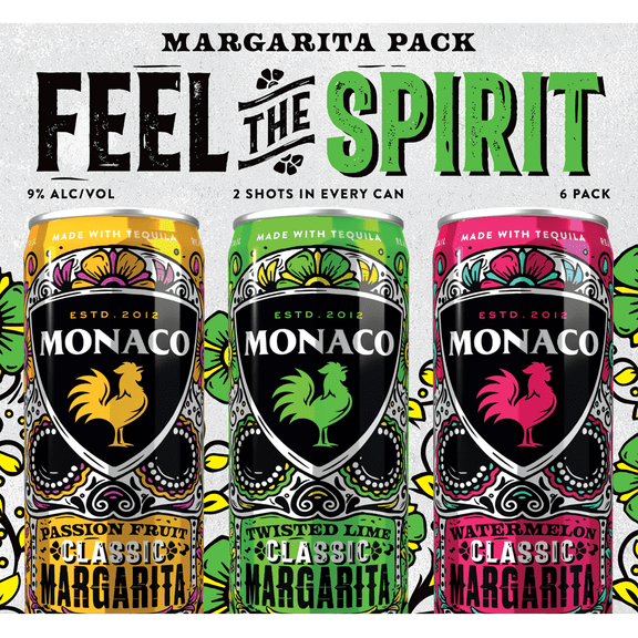 Monaco Classic Margarita Variety Pack 6pk 12oz Ready to Drink Cocktail Aluminum Tequila Based