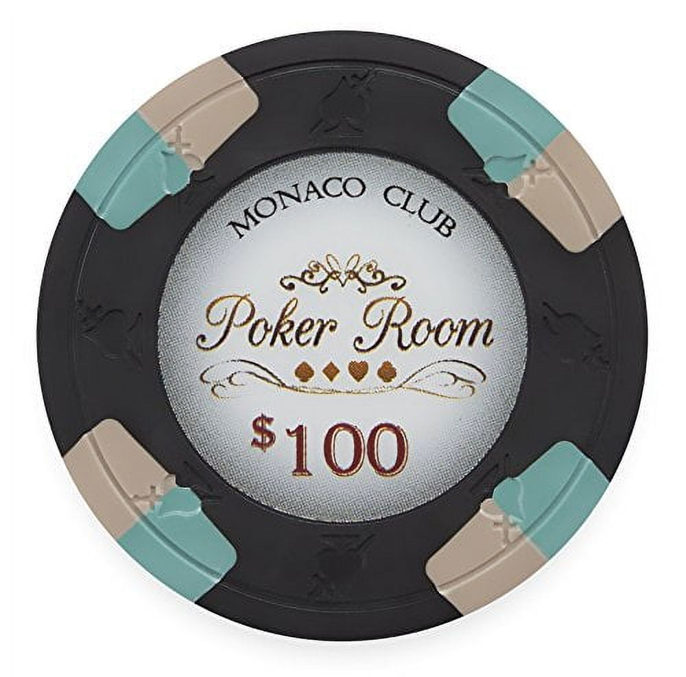 Monaco Club 13.5g Poker Chips, 100 Clay Composite Heavy Weight, 50