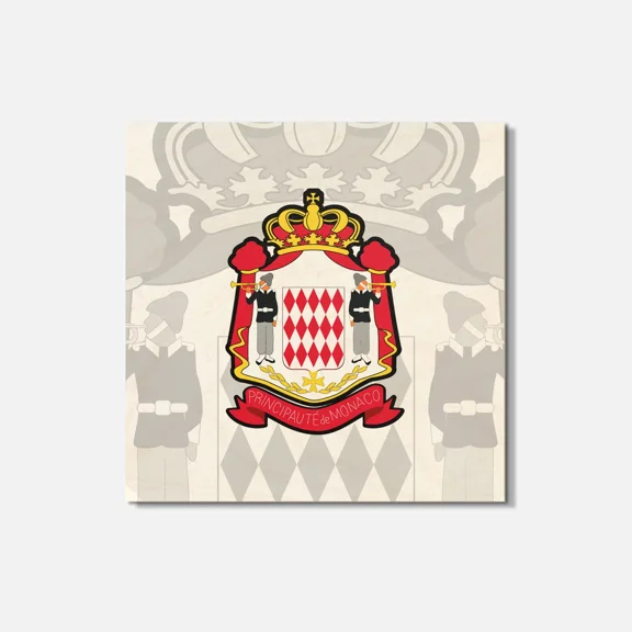 Monaco Coat Of Arms 4'' X 4'' Square Wooden Coaster