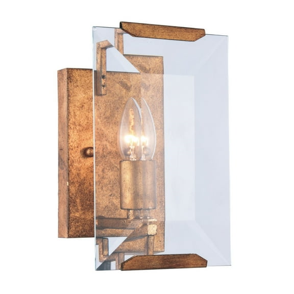 Monaco Collection Wall Sconce W:6" H:10" E:7" Lt:1 Golden Iron Finish Glass Crystal (Clear)