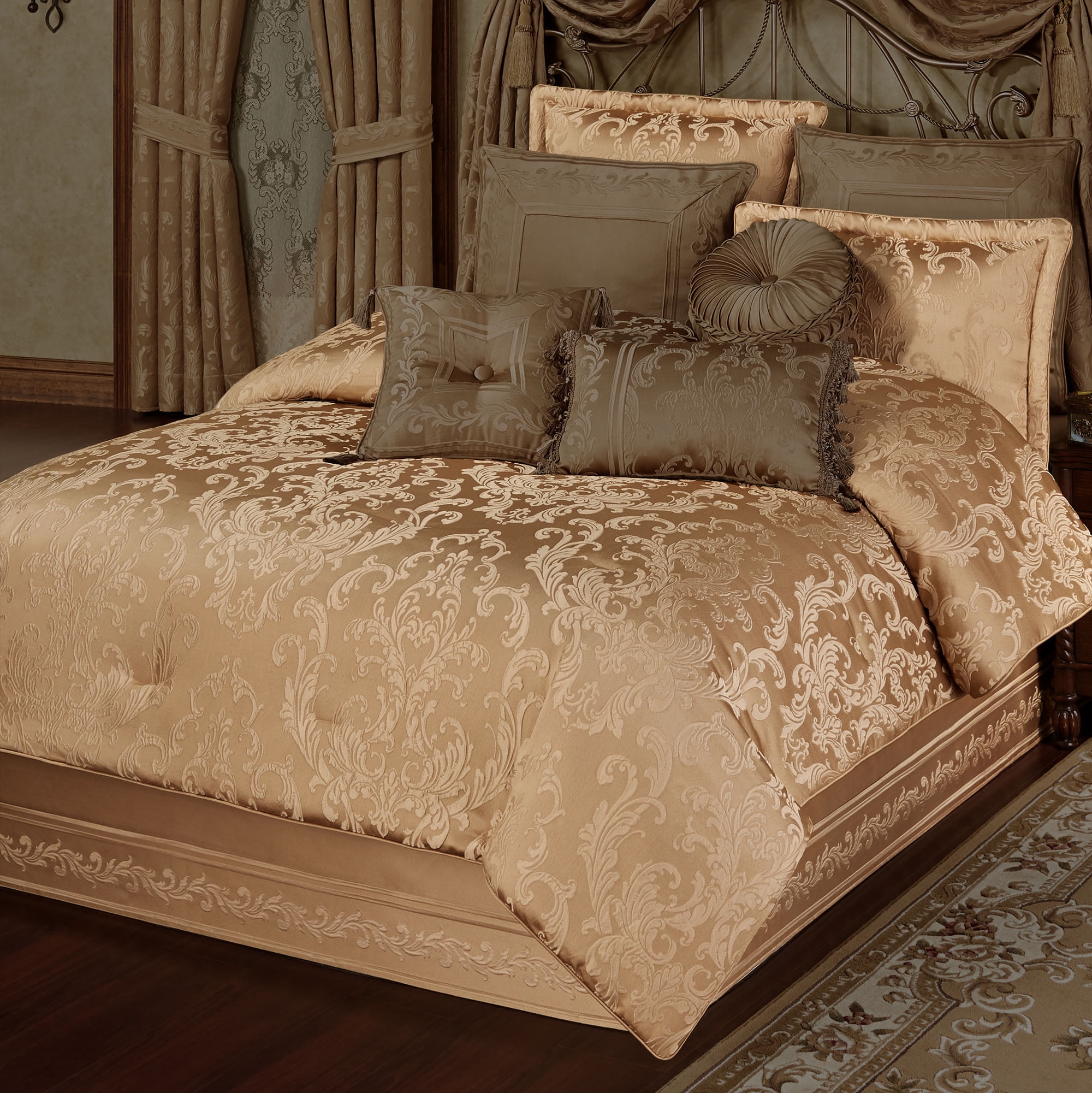 Monaco Gold Damask California King Comforter Set