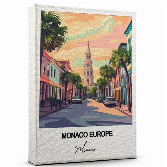 Monaco Europe Travel Canvas Wall Art Beautiful Travel Decor for Bedroom, Office Monaco Canvas Print Serene and Scenic Wall Decor Gift for Travel Lovers