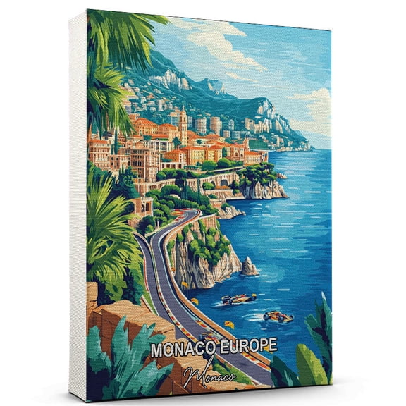 Monaco Europe Travel Canvas Wall Art  Monaco Canvas  Travel-Inspired Scene That Brings Peace, Color, and Culture Into Your Space